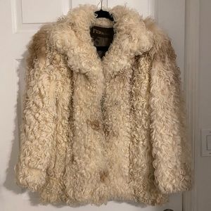 Vintage Curly Lamb Wool Fur Coat